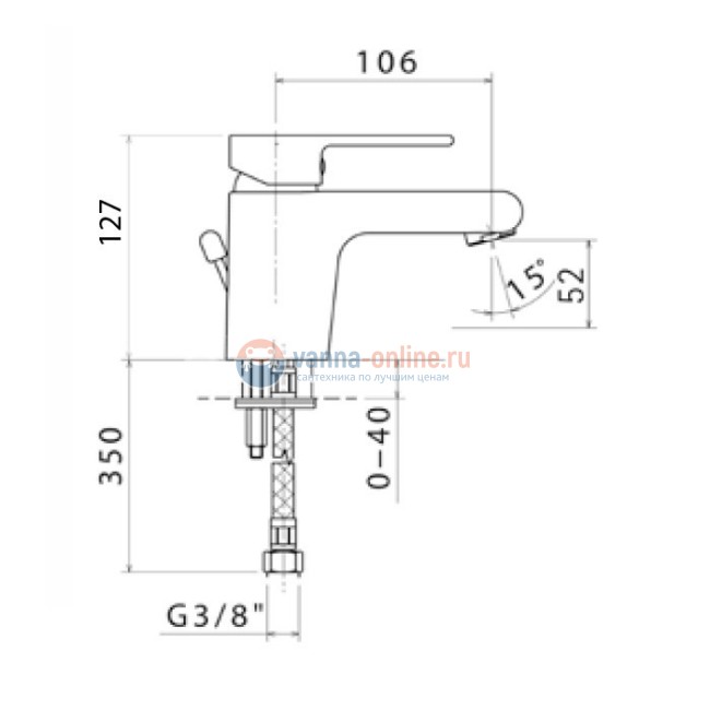 Смеситель для раковины Jacuzzi Rubinetteria Zeus с донным клапаном
