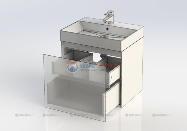 Тумба с раковиной Aquanet Нью-Йорк 60 00203945, цвет орех