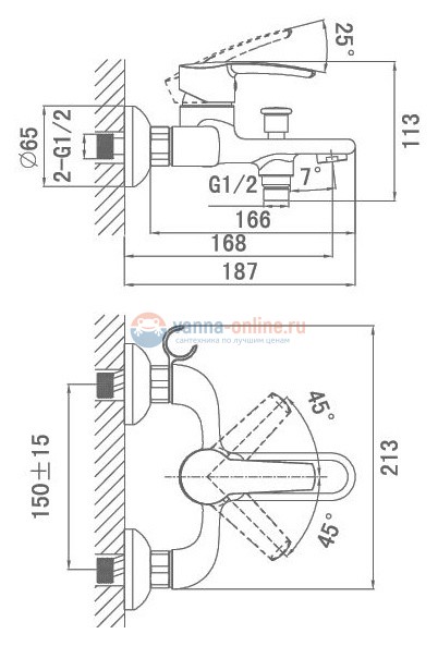 Смеситель D&K Valerius Rhein DA1363201 для ванны с душем Смеситель D&K Valerius Rhein DA1363201 для ванны с душем