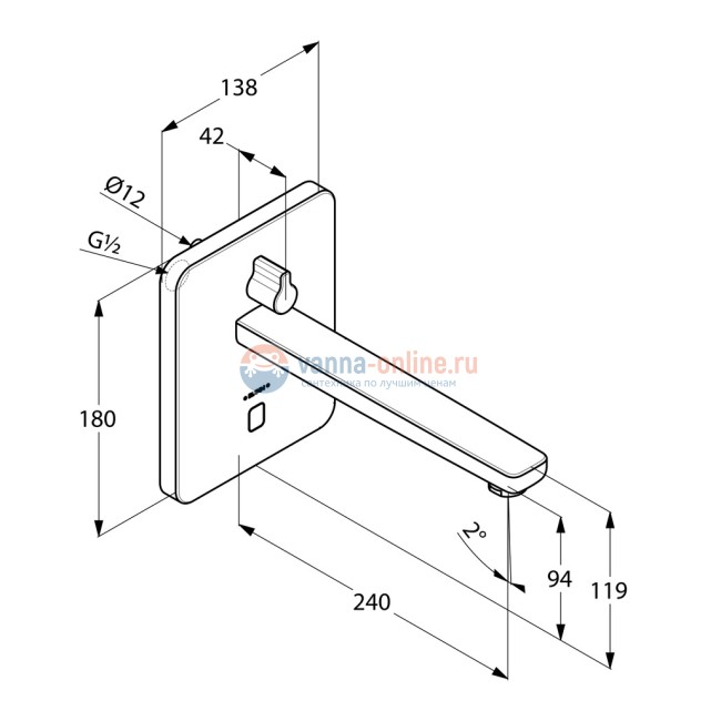 Смеситель скрытого монтажа Kludi Zenta E 3840005 для раковины, сенсорный Смеситель скрытого монтажа Kludi Zenta E 3840005 для раковины, сенсорный