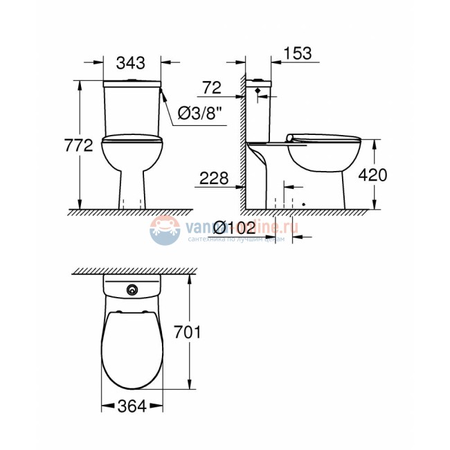 Напольный унитаз Grohe Bau Ceramic 39346000 с сиденьем микролифт, белый Напольный унитаз Grohe Bau Ceramic 39346000 с сиденьем микролифт, белый