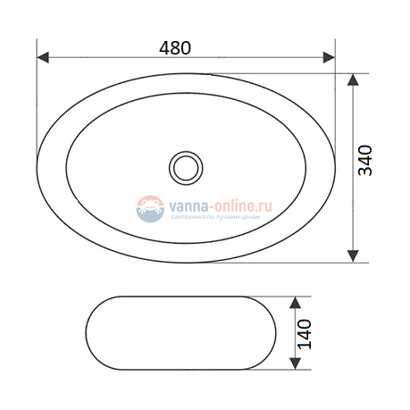 Раковина CeramaLux Серия N 9030B накладная, белый Раковина CeramaLux Серия N 9030B накладная, белый