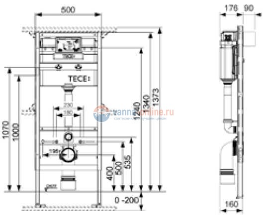 Инсталляция TECE TECEprofil 9300066 для унитаза
