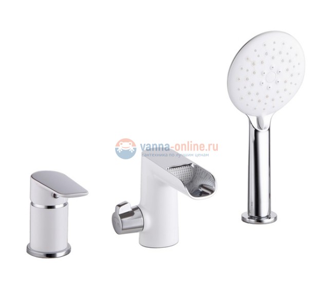 Смеситель Iddis Cloud CLOSB3Ki07 на борт ванны на 3 отверстия, каскад, белый-хром Смеситель Iddis Cloud CLOSB3Ki07 на борт ванны на 3 отверстия, каскад, белый-хром