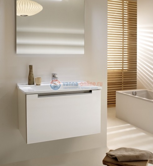 Тумба под раковину Jacob Delafon Struktura 80 EB1285-N18, цвет - белый блестящий,1 ящик, 77*47*56 см