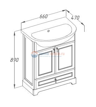 Тумба с раковиной Opadiris КЛИО 65, орех антикварный Тумба с раковиной Opadiris КЛИО 65, орех антикварный