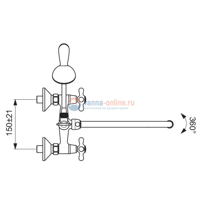 Смеситель Vidima РЕТРО (Retro) BA129AA для ванны и душа с душевым гарнитуром, поворотный излив, хром Смеситель Vidima РЕТРО (Retro) BA129AA для ванны и душа с душевым гарнитуром, поворотный излив, хром