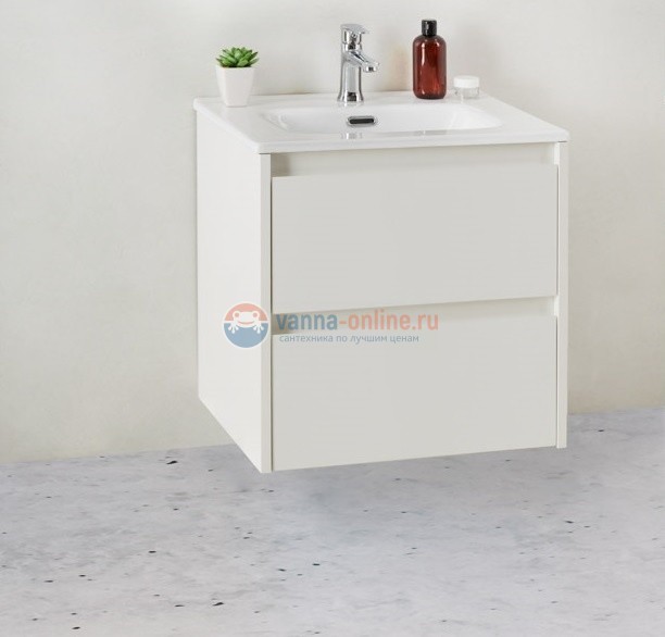 Тумба с раковиной Belbagno KRAFT 39-500/390-2C-SO-BO 50 cм подвесная с 2 ящиками, Bianco Opaco