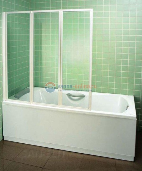 Шторка на ванну Ravak VS3 100 Transparent, 795P0100Z1, профиль белый