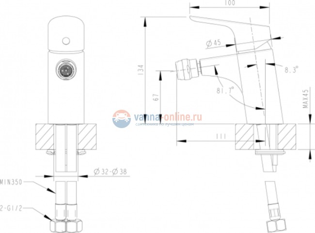 Смеситель Bravat Drop F34898C для биде