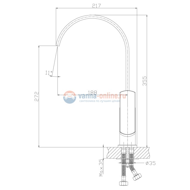 Смеситель Rossinka Z35-25 для кухни