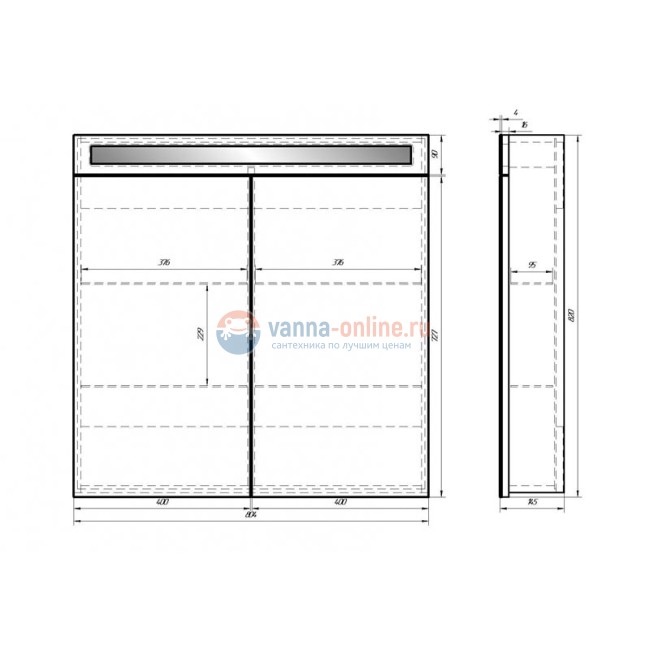 Зеркальный шкаф Dreja Uni 80, с подсветкой