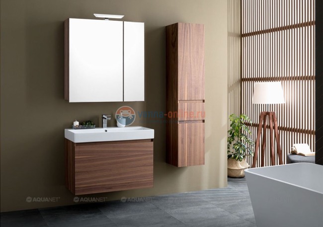 Тумба с раковиной Aquanet Нью-Йорк 85 00203947, цвет орех