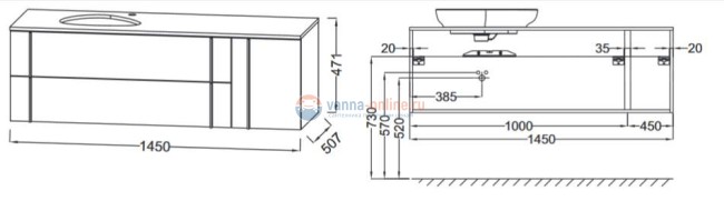 Тумба под раковину Jacob Delafon Nouvelle Vague 145 EB3043RU-S44, настурция сатин
