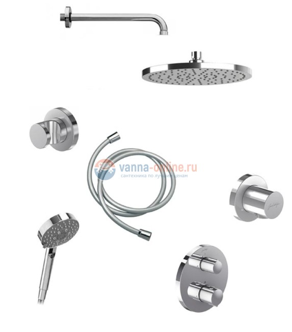 Комплект смесителей Jacob Delafon E75390RU-CP с термостатом скрытого монтажа