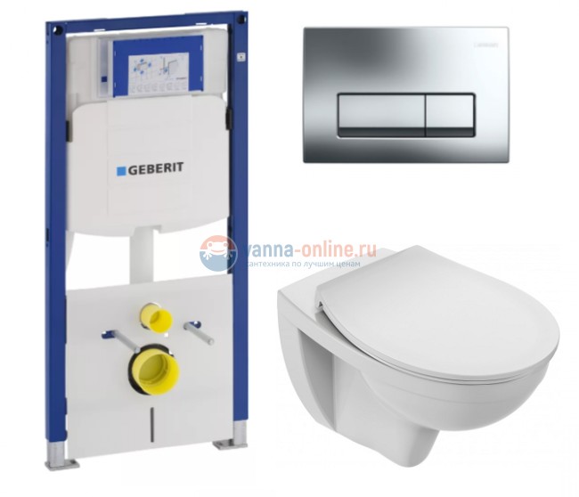 Инсталляция Geberit с безободковым унитазом Jacob Delafon Patio EDV102-00, сиденье микролифт, комплект