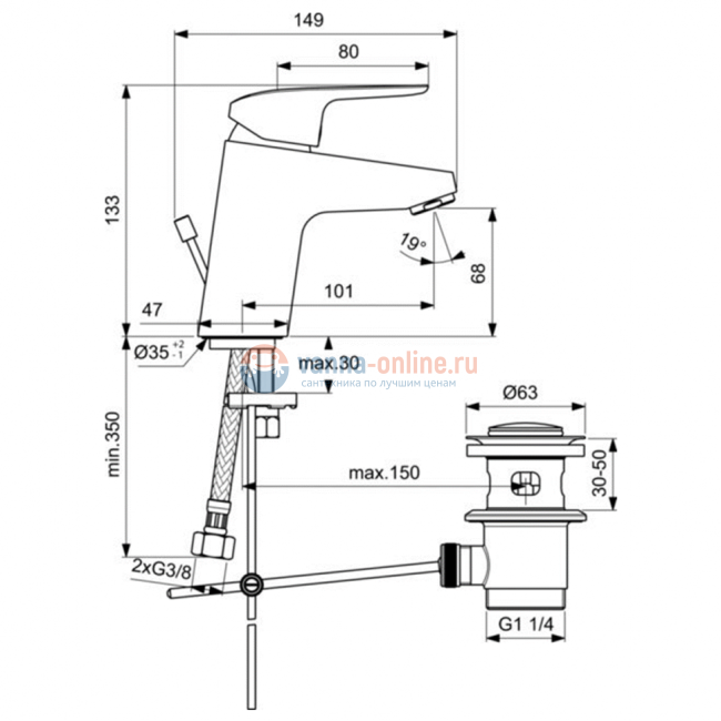Смеситель для раковины Ideal Standard CERAFLEX B1707AA