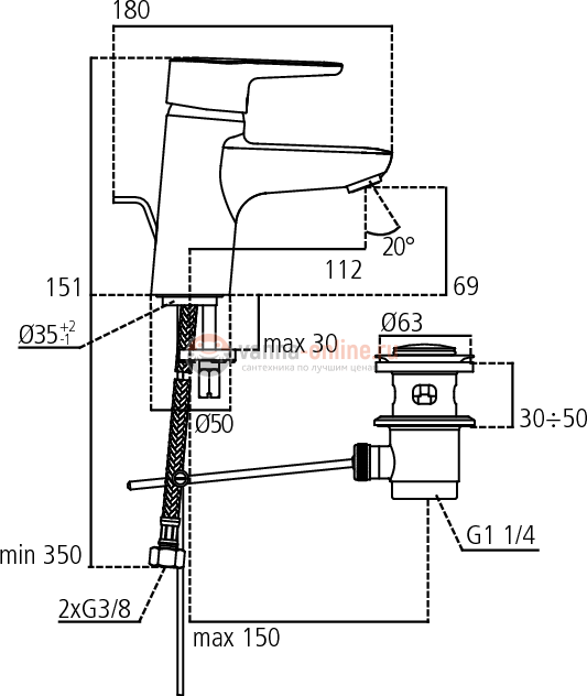 Смеситель для раковины Ideal Standard CONNECT BLUE B9936AA Смеситель для раковины Ideal Standard CONNECT BLUE B9936AA