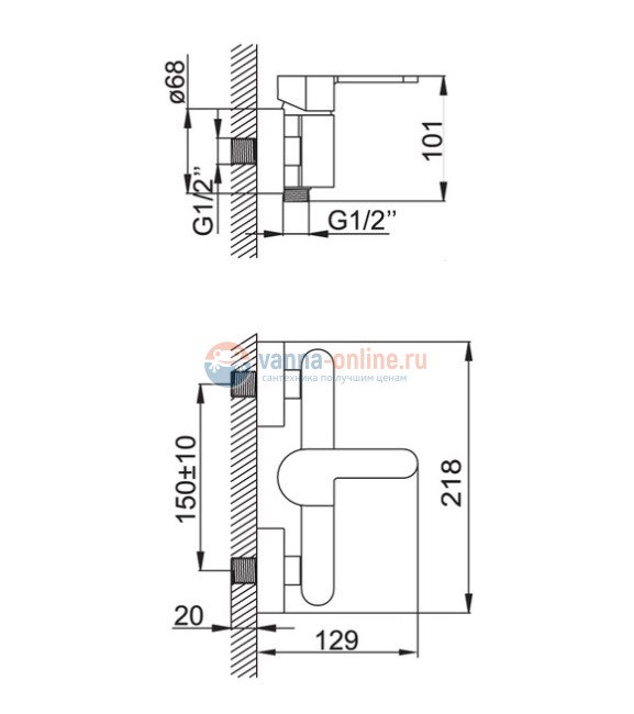 Смеситель Iddis Renior RENSB00I03 для душа, хром Смеситель Iddis Renior RENSB00I03 для душа, хром