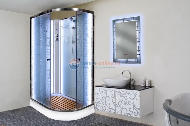 Душевая кабина Deto Em EM1511 L/R N LED 110 x 80 см, без крыши, с Led подсветкой