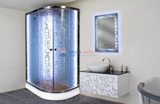 Душевая кабина Deto Em EM1511 L/R N LED 110 x 80 см, без крыши, с Led подсветкой