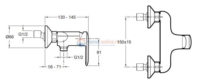 Смеситель Jacob Delafon Kumin E99463-CP для душа Смеситель Jacob Delafon Kumin E99463-CP для душа