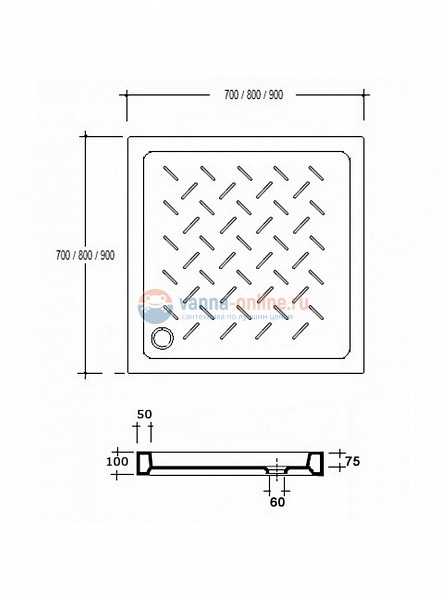 Душевой поддон RGW CR-099 19170199-01 90 x 90 см, керамика, квадратный