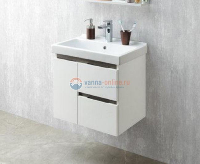 Тумба под раковину Акватон Рене 1A222101NRC80 60 см, цвет белый/грецкий орех Тумба под раковину Акватон Рене 1A222101NRC80 60 см, цвет белый/грецкий орех