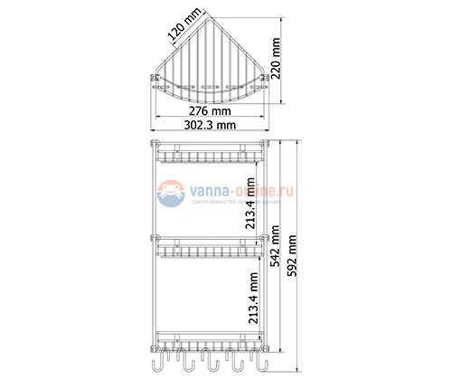 Полка металлическая тройная WasserKRAFT К-1233 Полка металлическая тройная WasserKRAFT К-1233