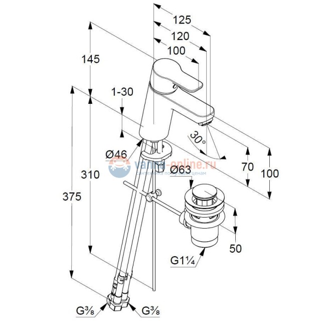 Набор смесителей 3 в 1 Kludi Pure&Easy 376850565 для ванны, хром Набор смесителей 3 в 1 Kludi Pure&Easy 376850565 для ванны, хром