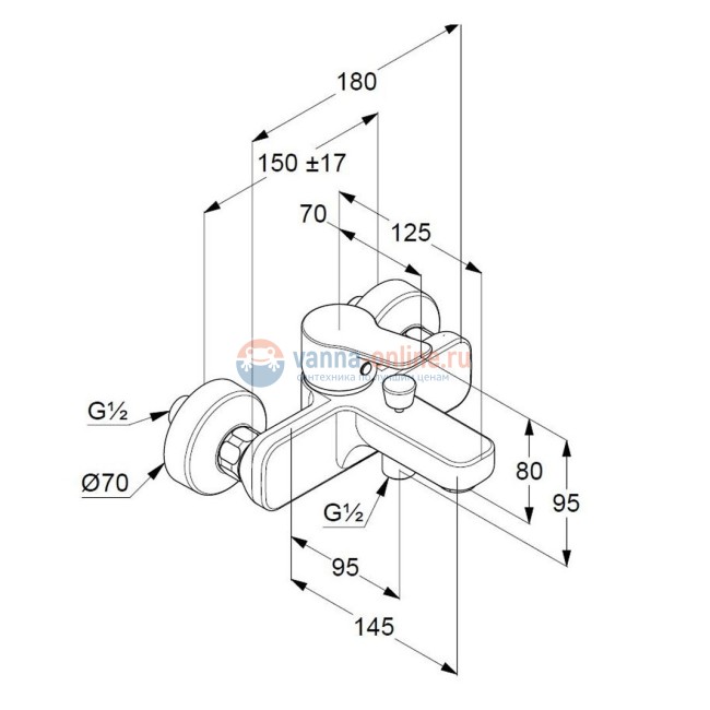 Набор смесителей 3 в 1 Kludi Pure&Easy 376850565 для ванны, хром Набор смесителей 3 в 1 Kludi Pure&Easy 376850565 для ванны, хром