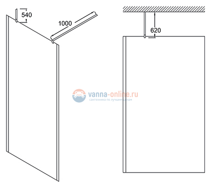 Душевое ограждение Jacob Delafon Contra E22W90-GA 90 см