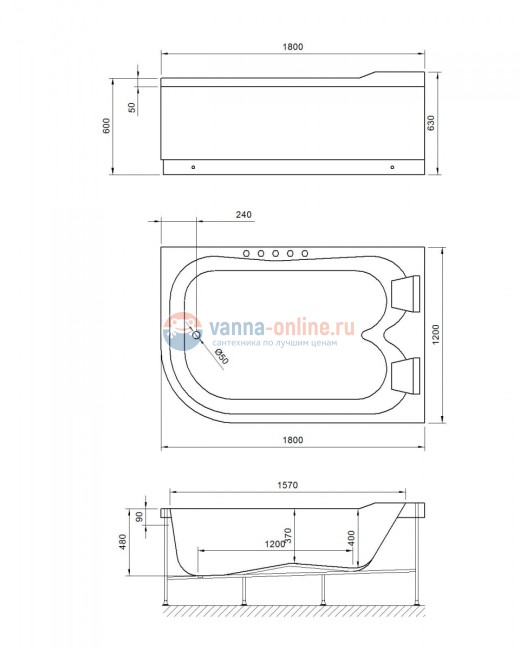 Акриловая ванна Royal Bath Norway 180 х 120 х 66 L/R