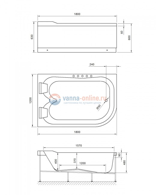 Акриловая ванна Royal Bath Norway 180 х 120 х 66 L/R
