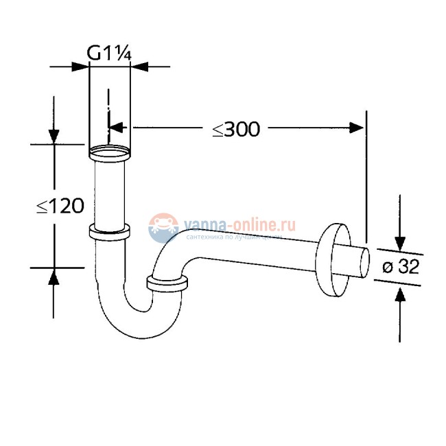 Сифон трубчатый Ideal G1 1/4 Kludi 1026505-00 для раковины Сифон трубчатый Ideal G1 1/4 Kludi 1026505-00 для раковины