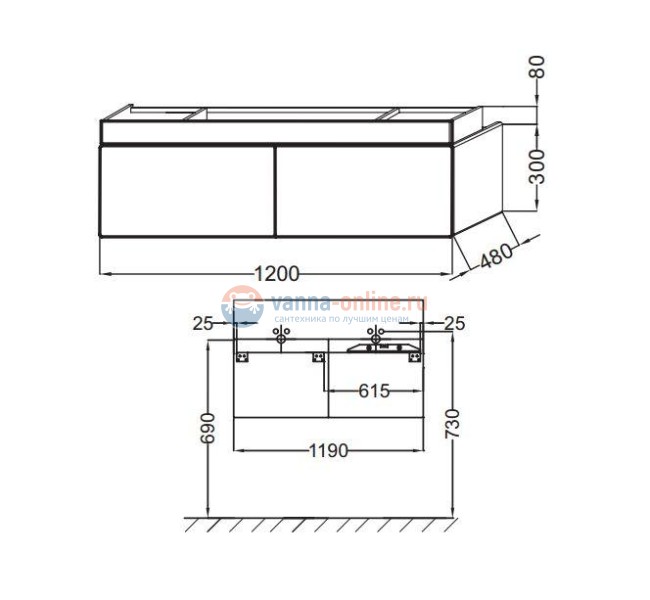 Тумба под раковину Jacob Delafon Terrace 120 EB1188-442, подвесная, цвет - серый антрацит блестящий