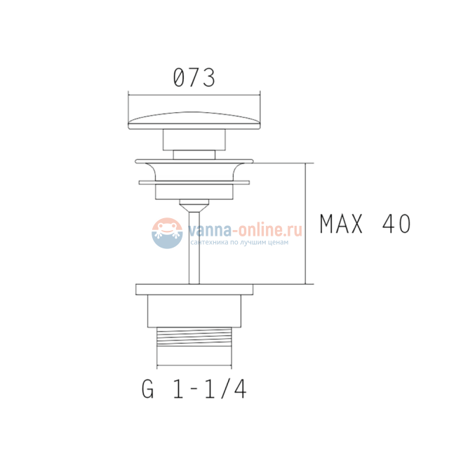 Донный клапан click-clack AXA с керамической крышкой, серый матовый
