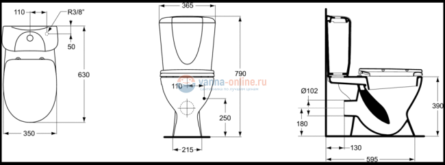 Напольный унитаз-компакт с сидением и крышкой стандарт Ideal Standard EUROVIT W904201