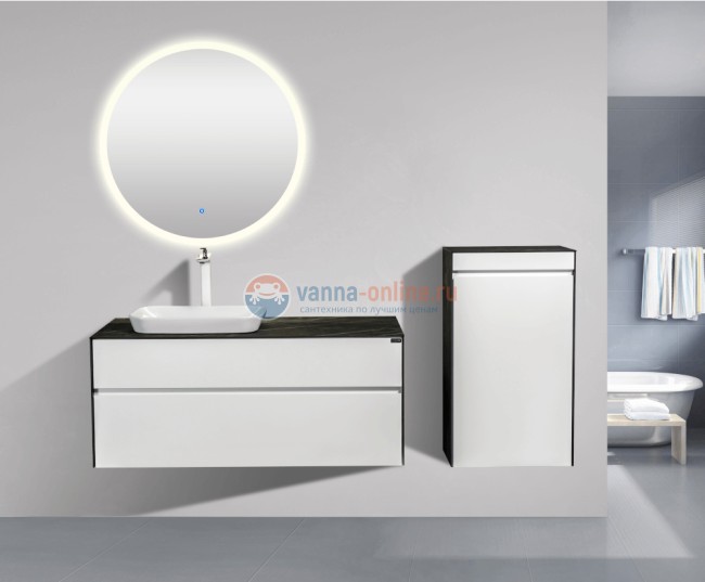 Пенал Black,White Universe U907-Пенал 50 см подвесной, белый матовый, золото