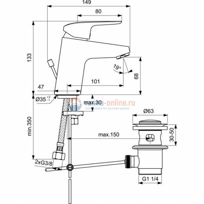 Смеситель для раковины Ideal Standard CERAFLEX B1708AA