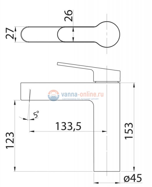 Смеситель Belbagno Delta DEL-LVM-IN для раковины, сатин Смеситель Belbagno Delta DEL-LVM-IN для раковины, сатин