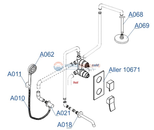 Душевая система WasserKRAFT A171668, скрытый монтаж, хром Душевая система WasserKRAFT A171668, скрытый монтаж, хром