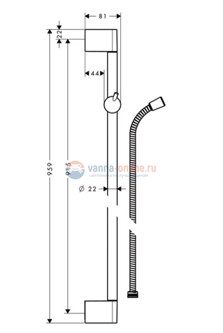 Штанга для душа Hansgrohe Unica Crometta 85 27614000 Штанга для душа Hansgrohe Unica Crometta 85 27614000