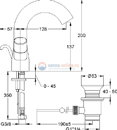 Смеситель Jacob Delafon Talan E10085 для раковины с донным клапаном Смеситель Jacob Delafon Talan E10085 для раковины с донным клапаном