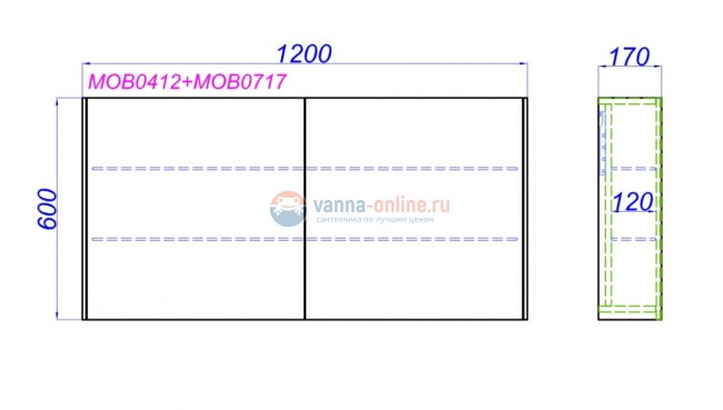 Зеркальный шкаф Aqwella Mobi 120 см, бетон светлый