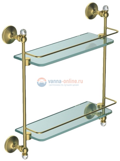Двойная стеклянная полка Art&Max Antic Crystal AM-2682BSJ-Do, золото