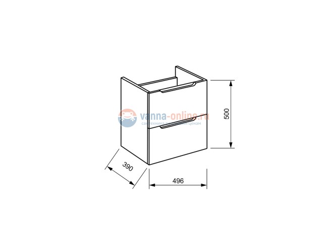 Тумба под раковину Belbagno ETNA39-500/390-2C-SO-RN-P 50 см подвесная, цвет натуральный дуб (rovere nature)