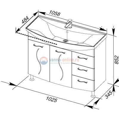 Тумба с раковиной Aquanet Моника 105 00186772
