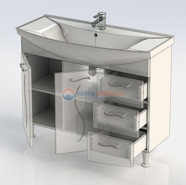 Тумба с раковиной Aquanet Моника 105 00186772