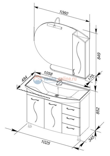 Тумба с раковиной Aquanet Моника 105 00186772